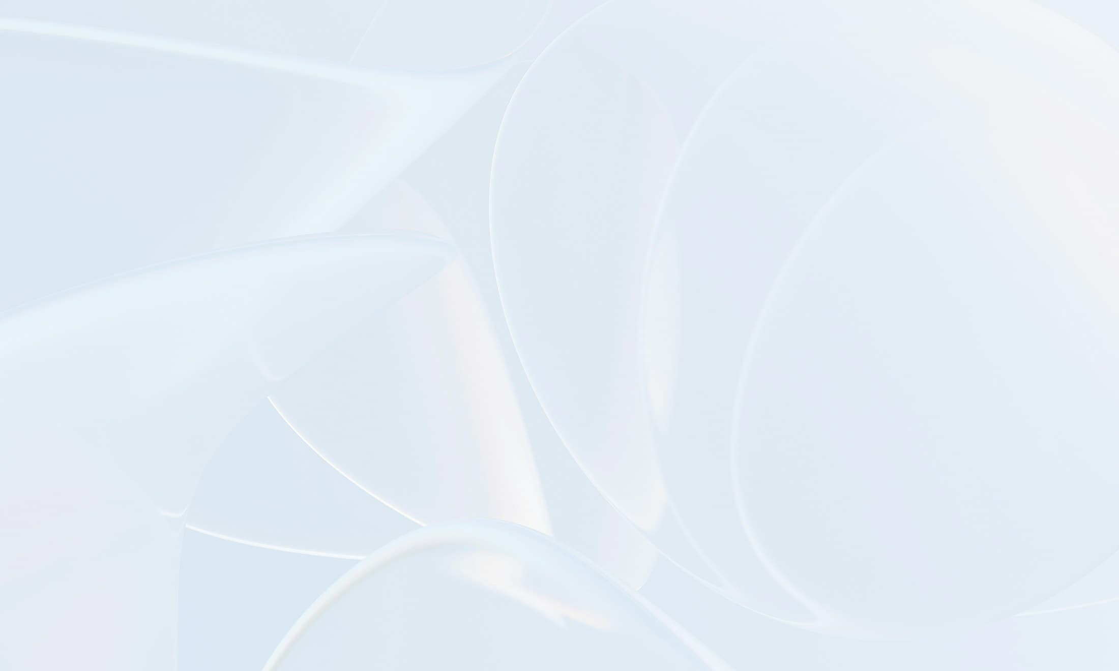 Abstract translucent blue forms representing a gentle voice waveform